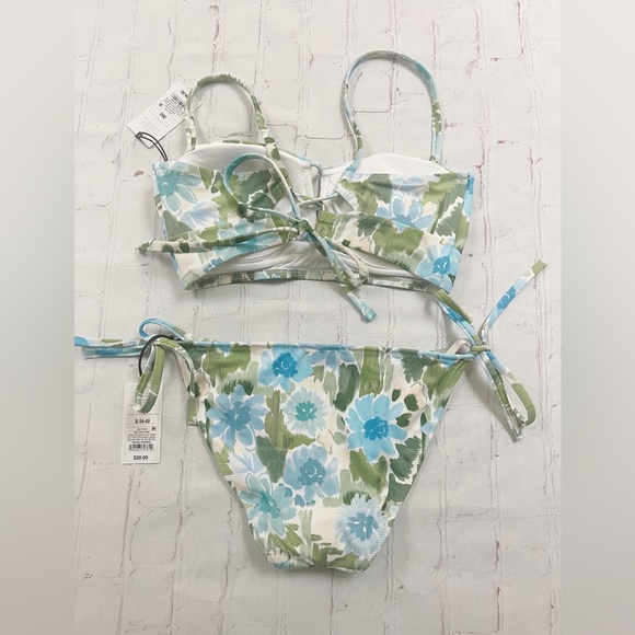 [Shade & Shore] NWT blue and green floral bikini 36C/Small - Picture 2 of 4